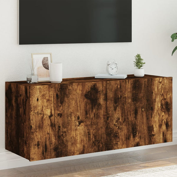 Tv-Seinäkaapit Led-Valoilla 2 Kpl