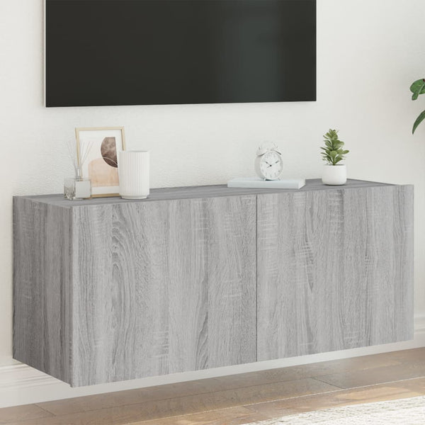 Tv-Seinäkaapit Led-Valoilla 2 Kpl