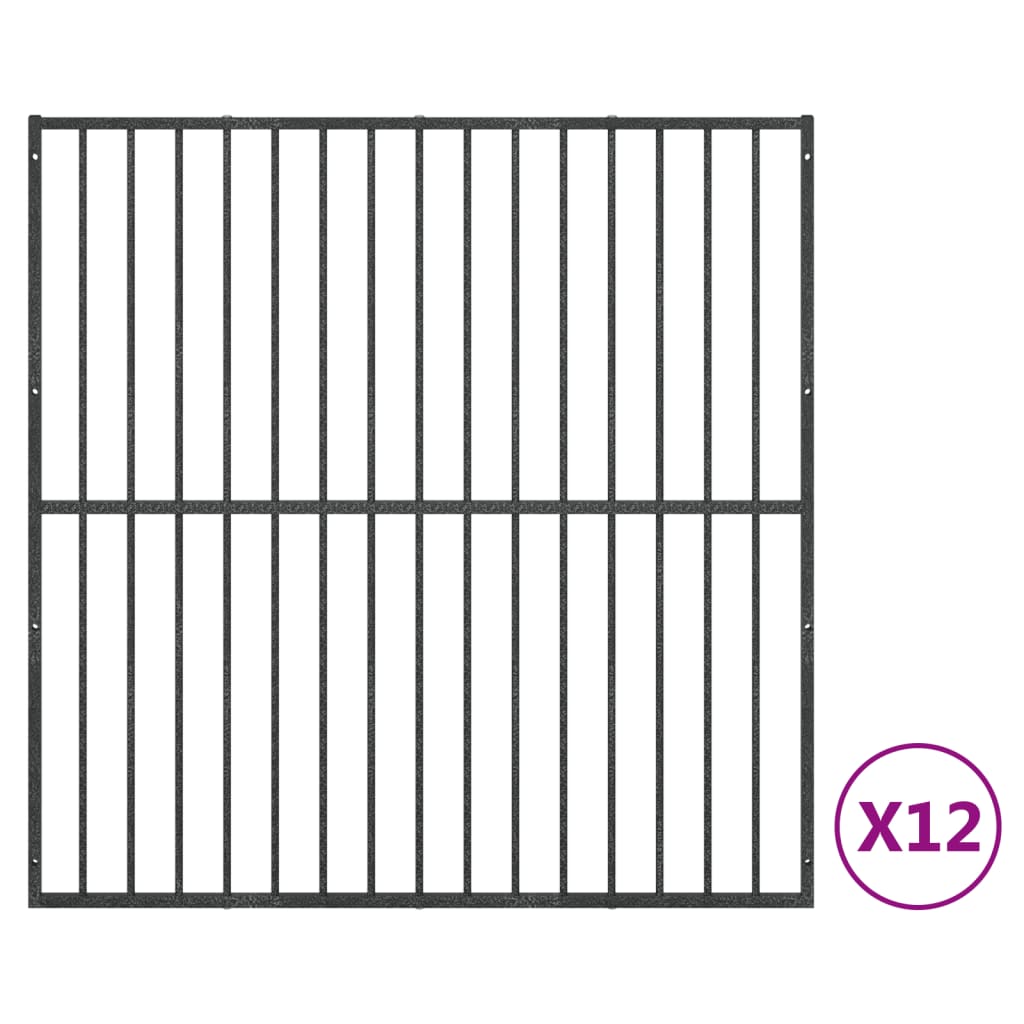 Koiranhäkki 12 Paneelia Musta Galvanoitu Teräs