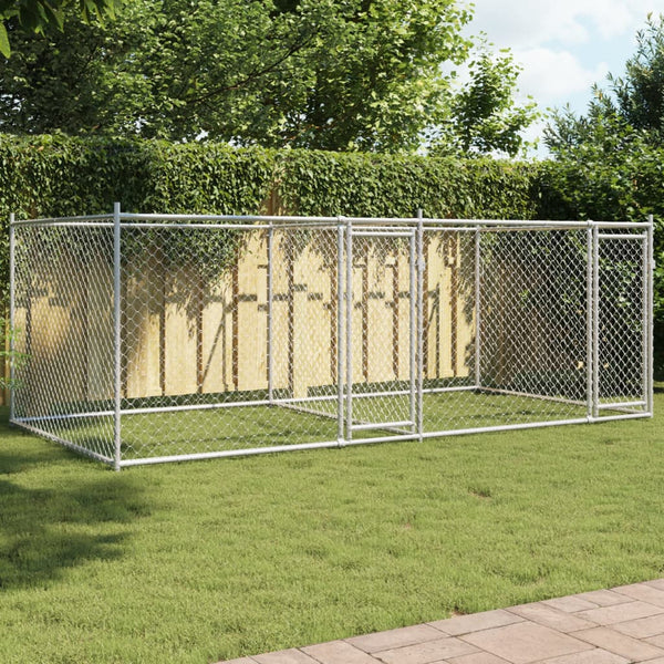 Koiranhäkki Ovilla Harmaa 12X2X1,5 M Galvanoitu Teräs