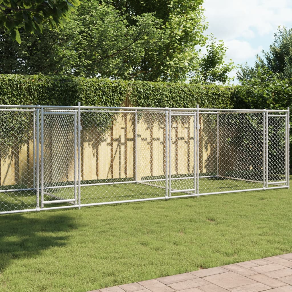 Koiranhäkki Ovilla Harmaa 12X2X1,5 M Galvanoitu Teräs
