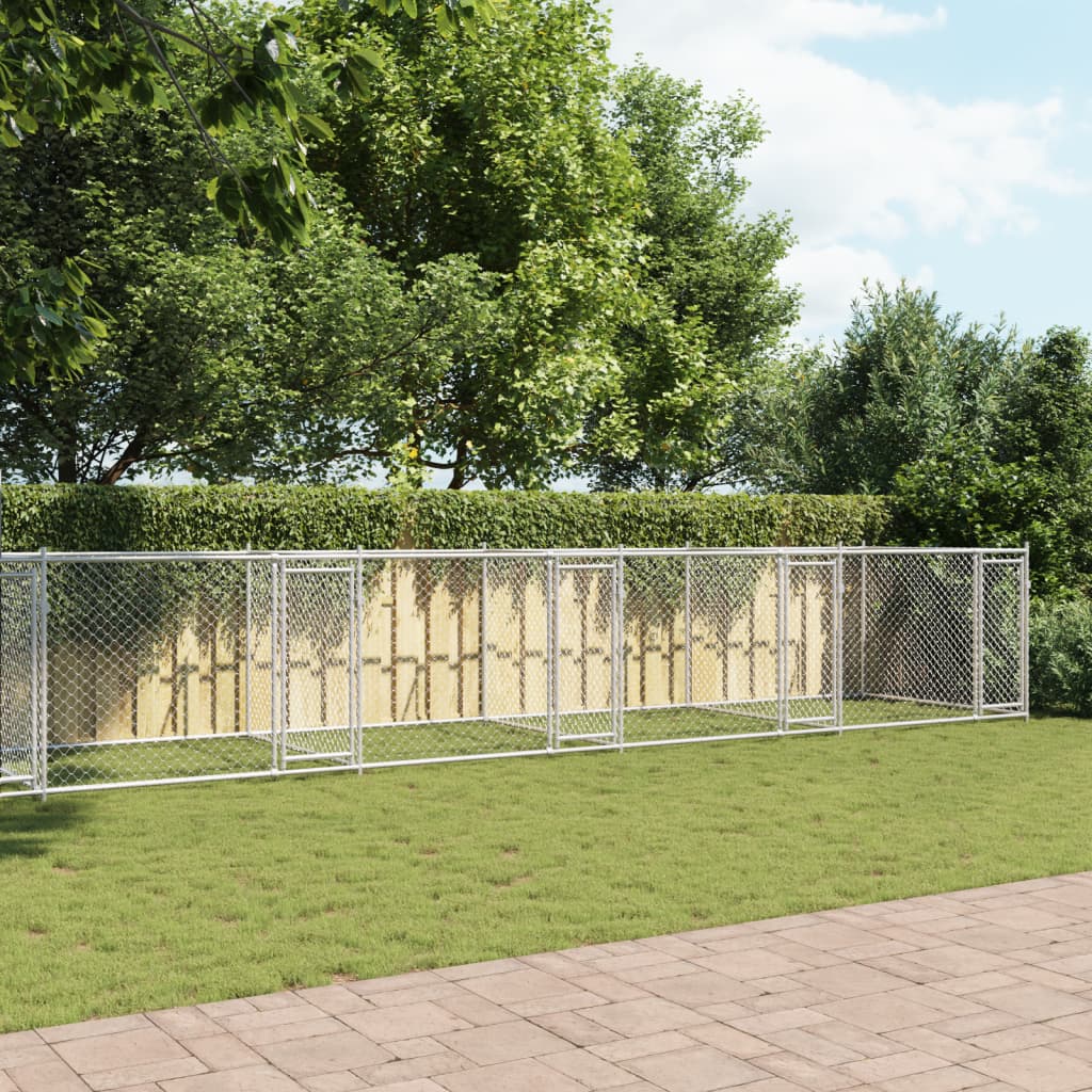 Koiranhäkki Ovilla Harmaa 12X2X1,5 M Galvanoitu Teräs