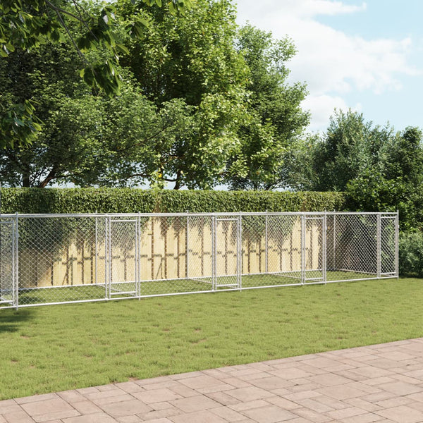Koiranhäkki Ovilla Harmaa 12X2X1,5 M Galvanoitu Teräs