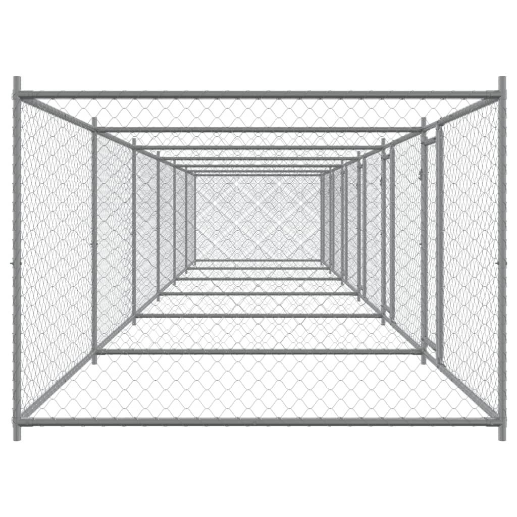 Koiranhäkki Ovilla Harmaa 12X2X1,5 M Galvanoitu Teräs