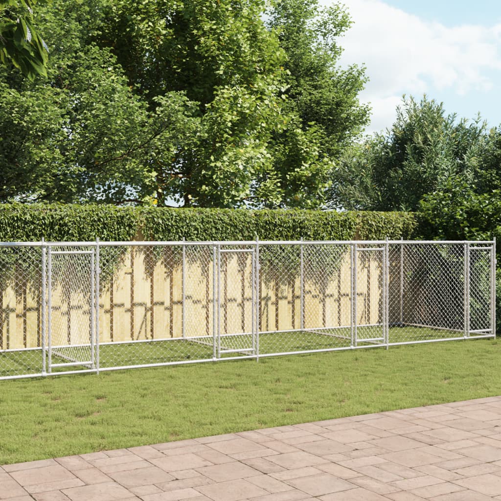 Koiranhäkki Ovilla Harmaa 12X2X1,5 M Galvanoitu Teräs