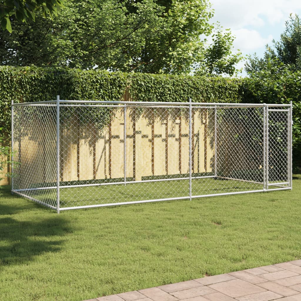 Koiranhäkki Ovilla Harmaa 12X2X1,5 M Galvanoitu Teräs