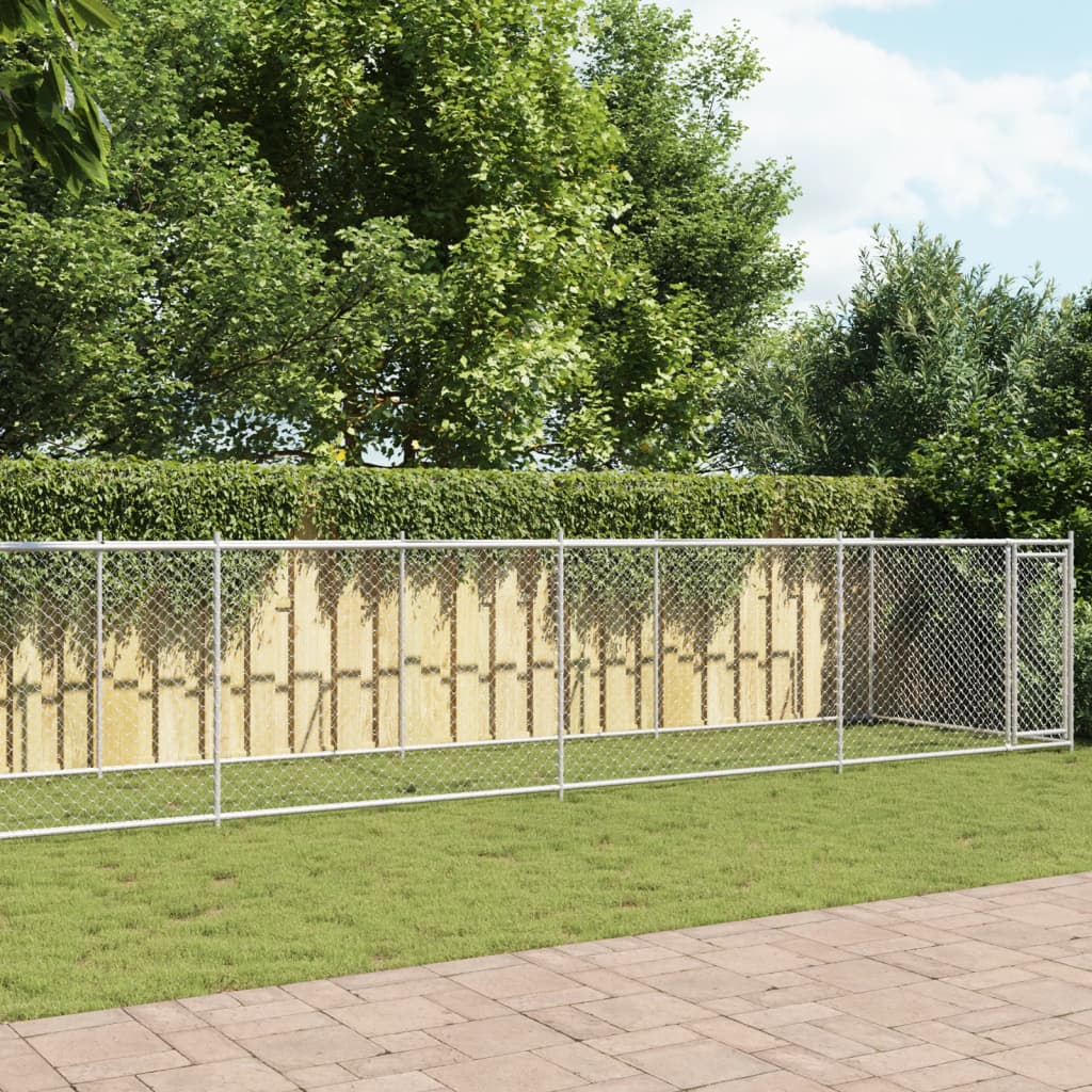 Koiranhäkki Ovilla Harmaa 12X2X1,5 M Galvanoitu Teräs