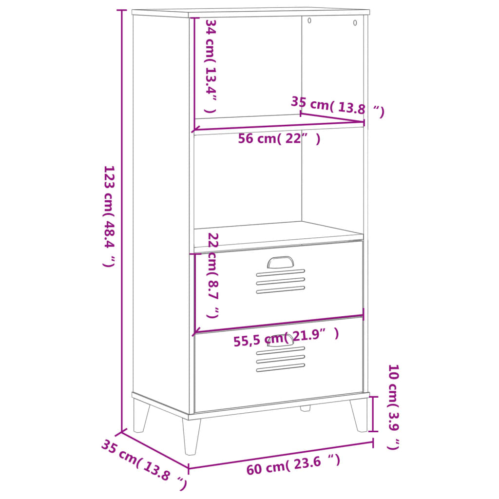 Kirjahylly Viken Antrasiitin Harmaa 60X35X123 Cm Tekninen Puu