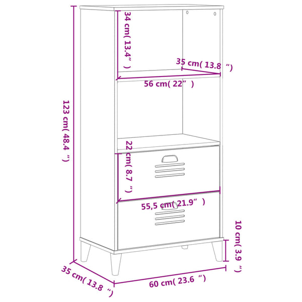 Kirjahylly Viken Antrasiitin Harmaa 60X35X123 Cm Tekninen Puu