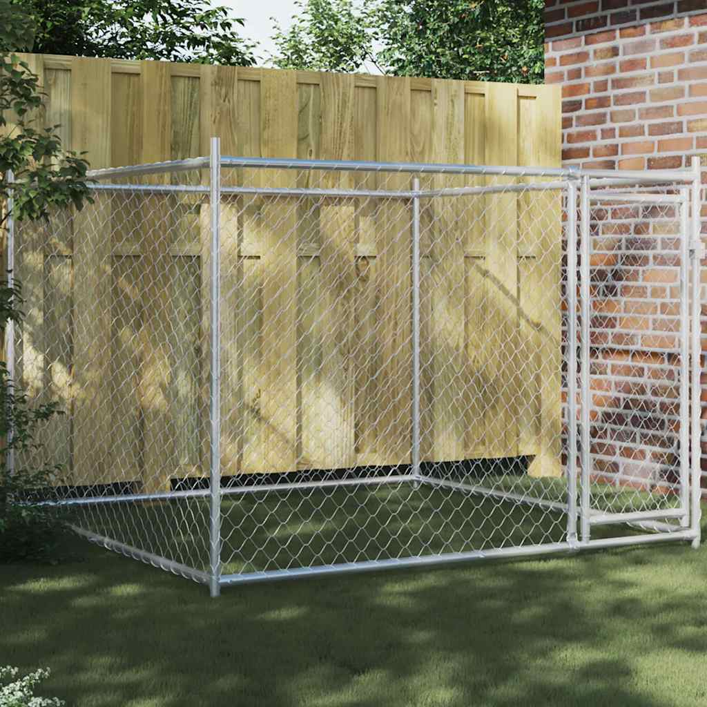 Koiranhäkki Ovilla Harmaa 12X2X1,5 M Galvanoitu Teräs