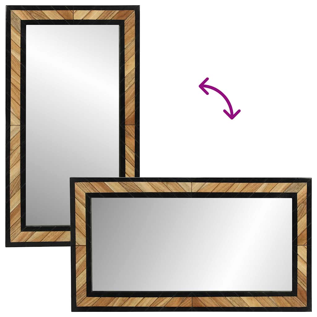 Seinäpeili Musta Ja Ruskea 50 X 2 X 90 Cm Tiheä Akasiapuu