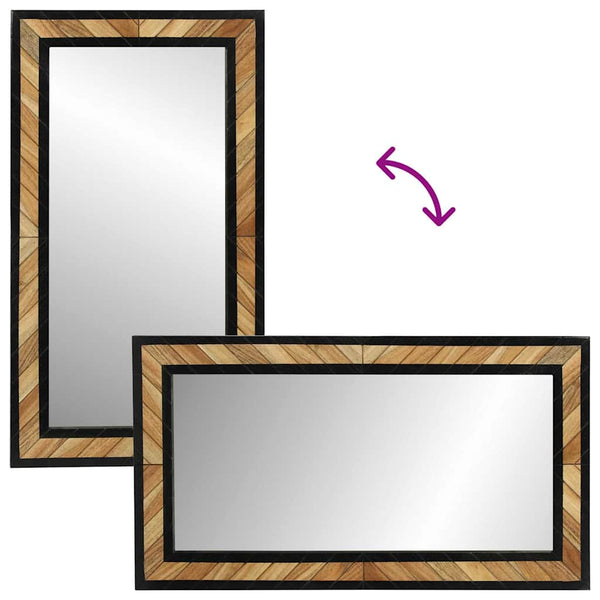 Seinäpeili Musta Ja Ruskea 50 X 2 X 90 Cm Tiheä Akasiapuu