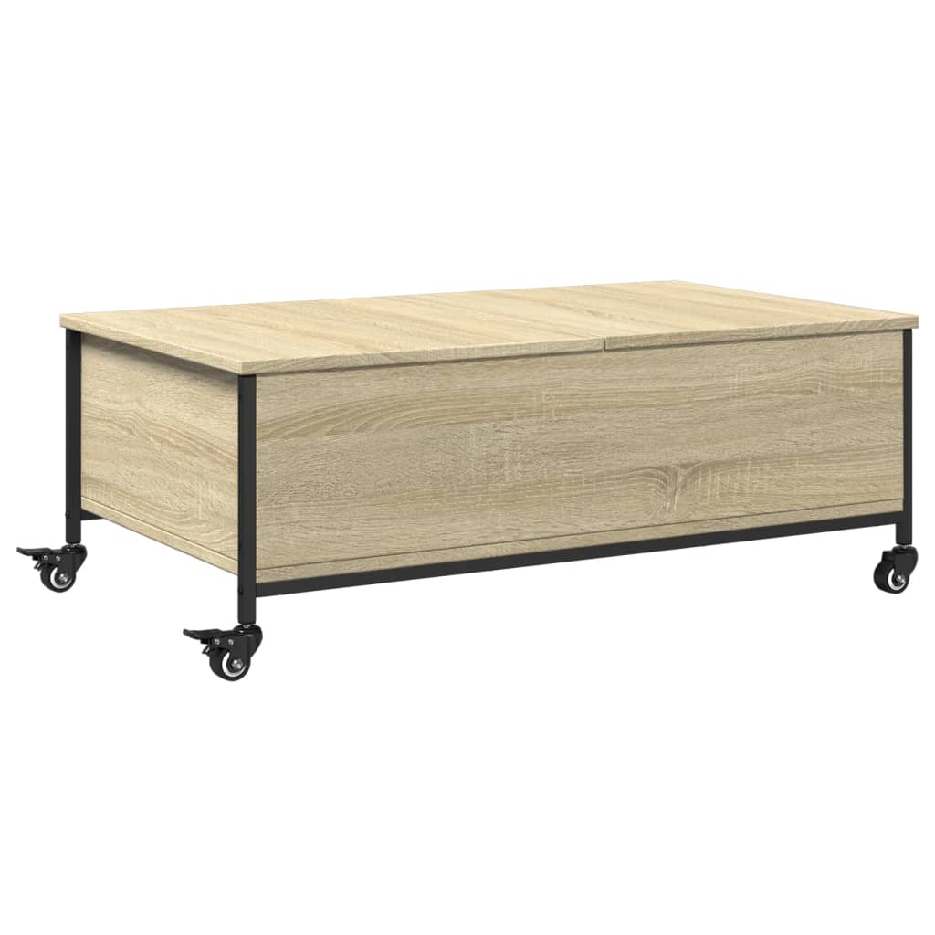 Sohvapöytä Pyörillä Sonoma-Tammi 91X55X34 Cm Tekninen Puu