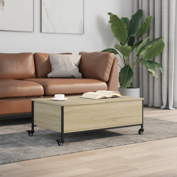 Sohvapöytä Pyörillä Sonoma-Tammi 91X55X34 Cm Tekninen Puu