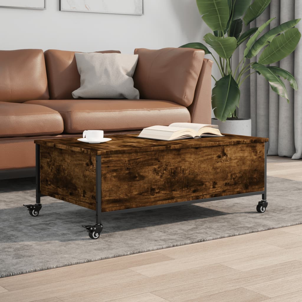 Sohvapöytä Pyörillä Sonoma-Tammi 91X55X34 Cm Tekninen Puu