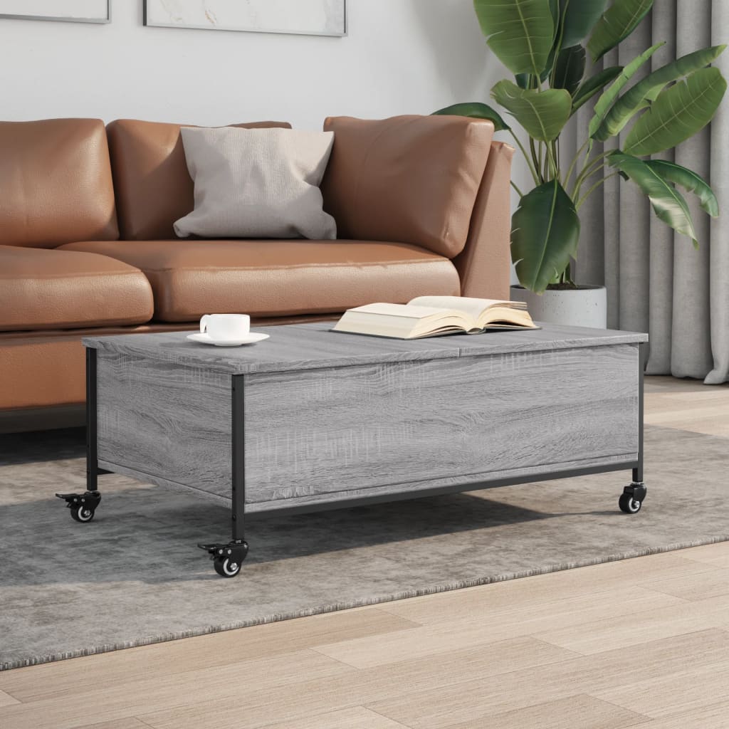 Sohvapöytä Pyörillä Sonoma-Tammi 91X55X34 Cm Tekninen Puu