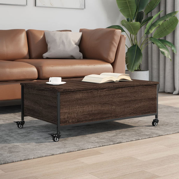 Sohvapöytä Pyörillä Sonoma-Tammi 91X55X34 Cm Tekninen Puu