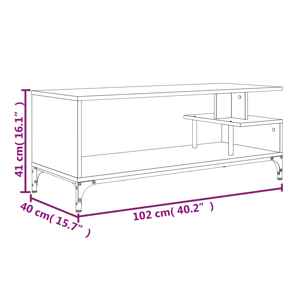 Tv-Taso 102X40X41 Cm Tekninen Puu Ja Teräs
