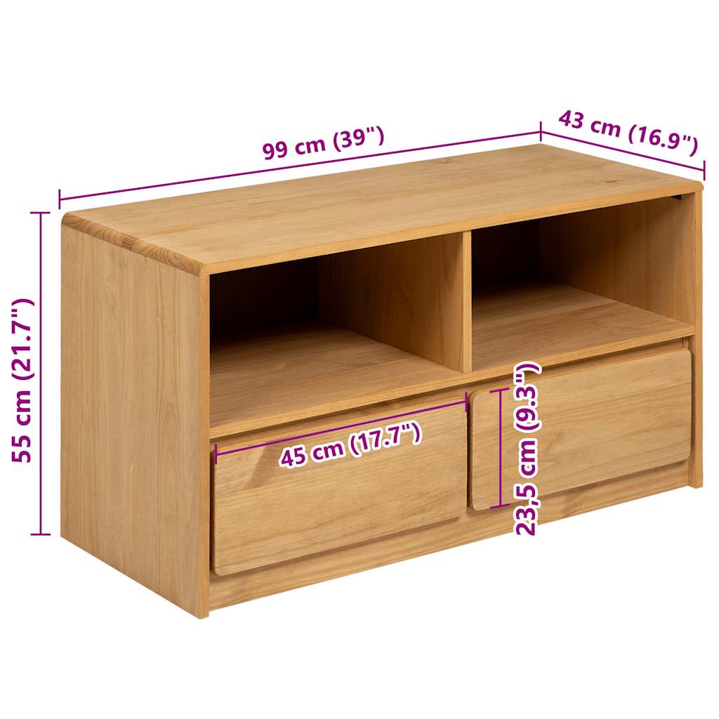 Tv-Taso Sauda Tammenvärinen 99X43X55 Cm Täysi Mänty