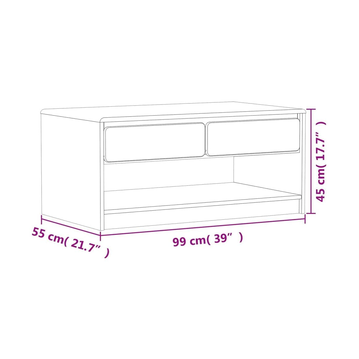 Sohvapöytä Sauda Harmaa 99X55X45 Cm Täysi Mänty