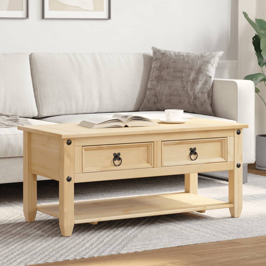Sohvapöytä Laatikoilla Corona 100X48X45 Cm Täysi Mänty