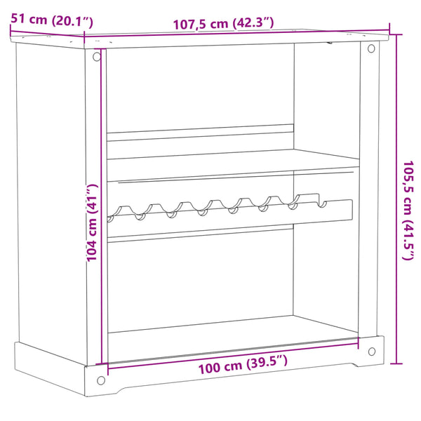 Viinikaappi Corona 107,5X51X105,5 Cm Täysi Mänty