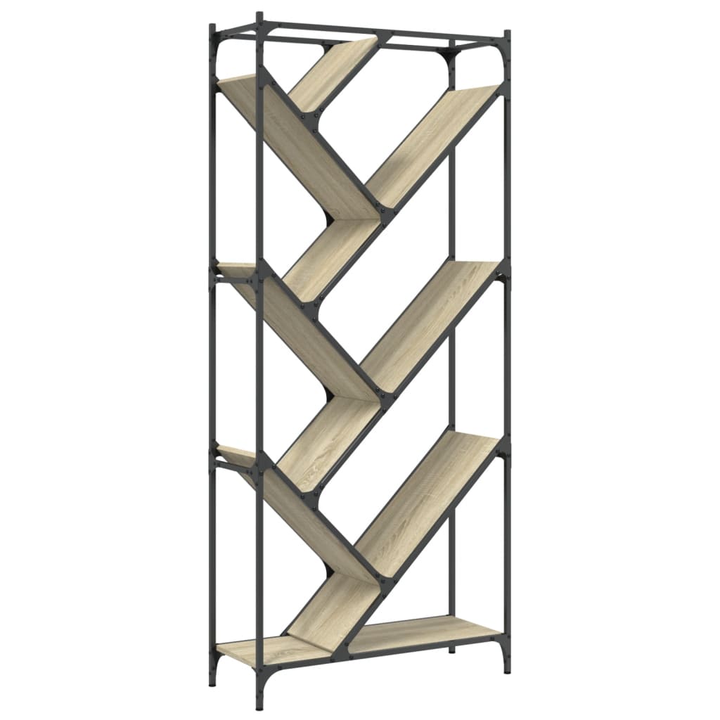 Kirjahylly Sonoma-Tammi 79X30X180 Cm Tekninen Puu Ja Metalli