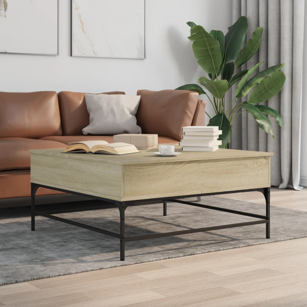 Sohvapöytä Sonoma-Tammi 95X95X45 Cm Tekninen Puu Ja Metalli