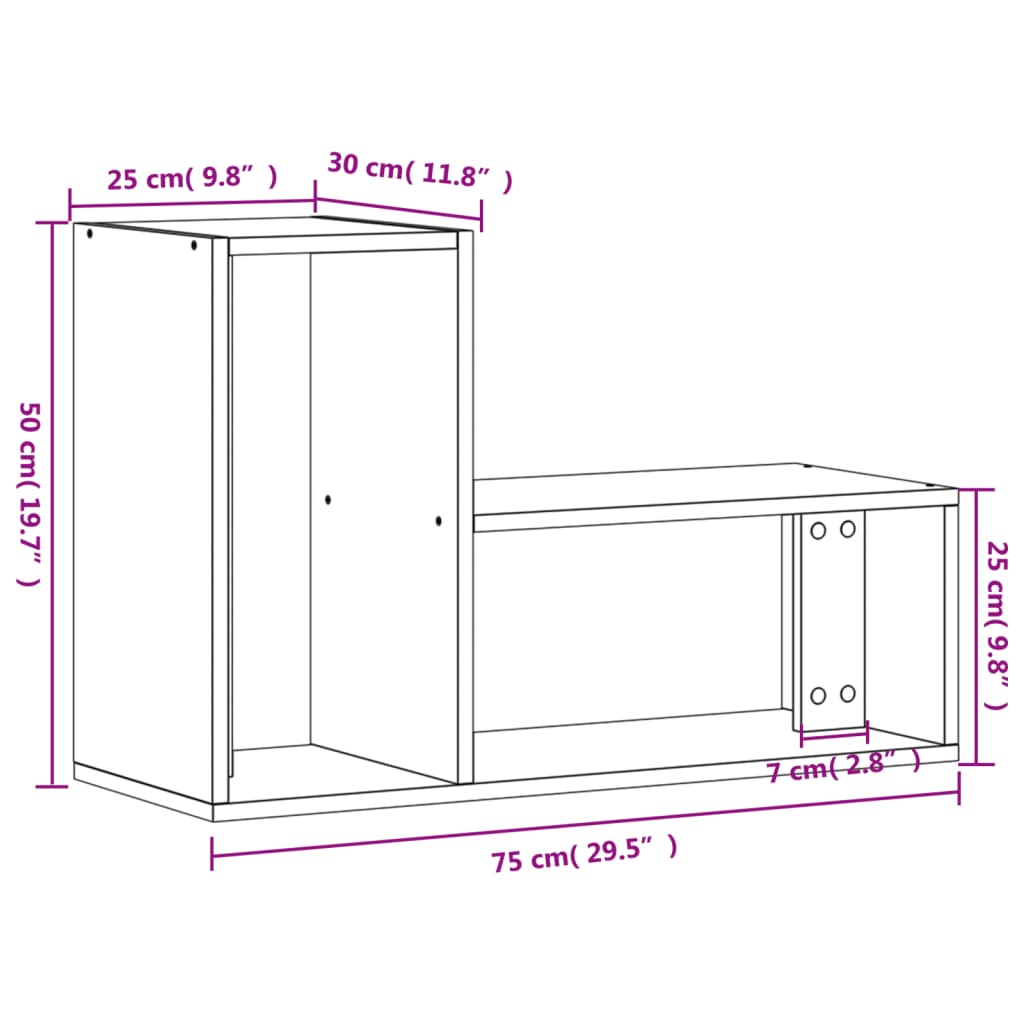 Tv-Tasot 2 Kpl Sonoma-Tammi 75X30X50 Cm Lastulevy