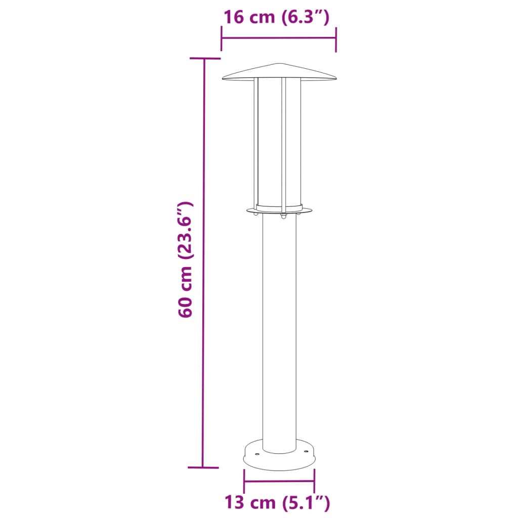 Pylväsvalaisin Ruostumaton Teräs 60 Cm