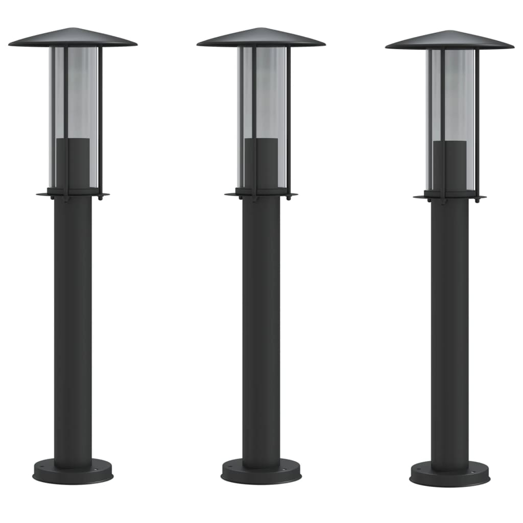 Pylväsvalaisimet 3 Kpl Ruostumaton Teräs 60 Cm