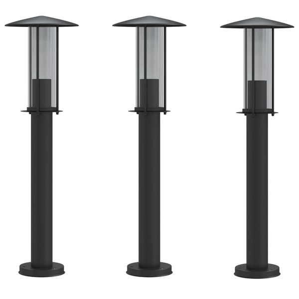 Pylväsvalaisimet 3 Kpl Ruostumaton Teräs 60 Cm