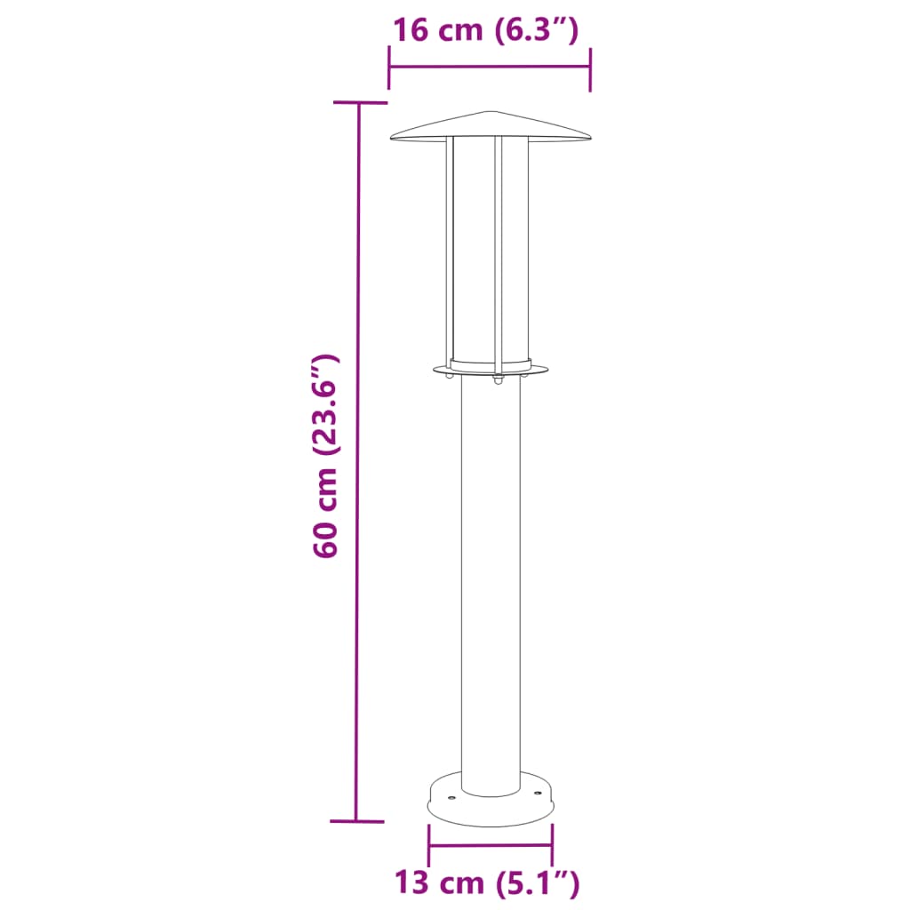 Pylväsvalaisimet 3 Kpl Ruostumaton Teräs 60 Cm