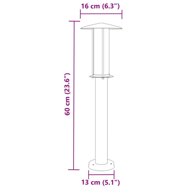 Pylväsvalaisimet 3 Kpl Ruostumaton Teräs 60 Cm