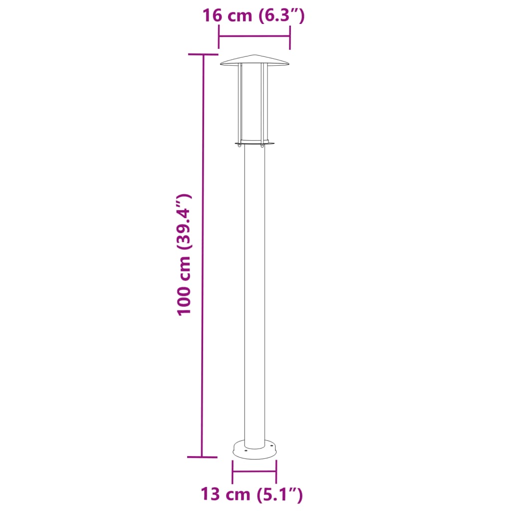 Pylväsvalaisin Ruostumaton Teräs 100 Cm