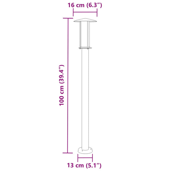 Pylväsvalaisin Ruostumaton Teräs 100 Cm