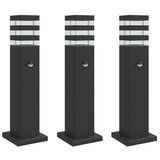 Pylväsvalaisimet Liiketunnistimella 3 Kpl Musta Alumiini 50 Cm