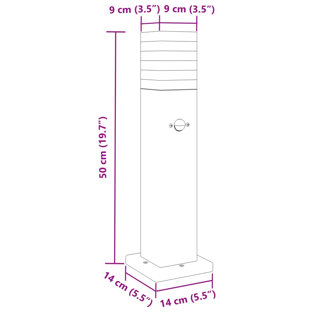 Pylväsvalaisimet Liiketunnistimella 3 Kpl Musta Alumiini 50 Cm
