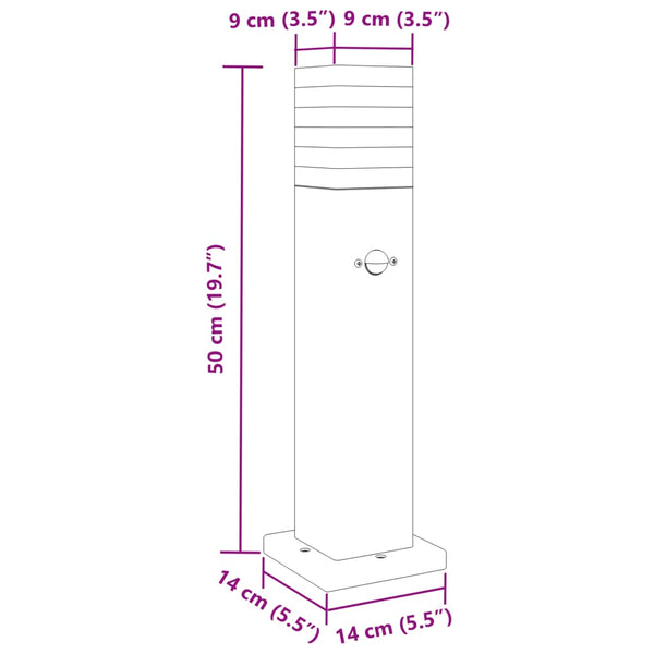Pylväsvalaisimet Liiketunnistimella 3 Kpl Musta Alumiini 50 Cm