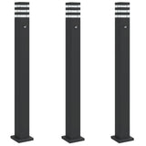 Pylväsvalaisimet Liiketunnistimella 3 Kpl Musta Alumiini 110 Cm