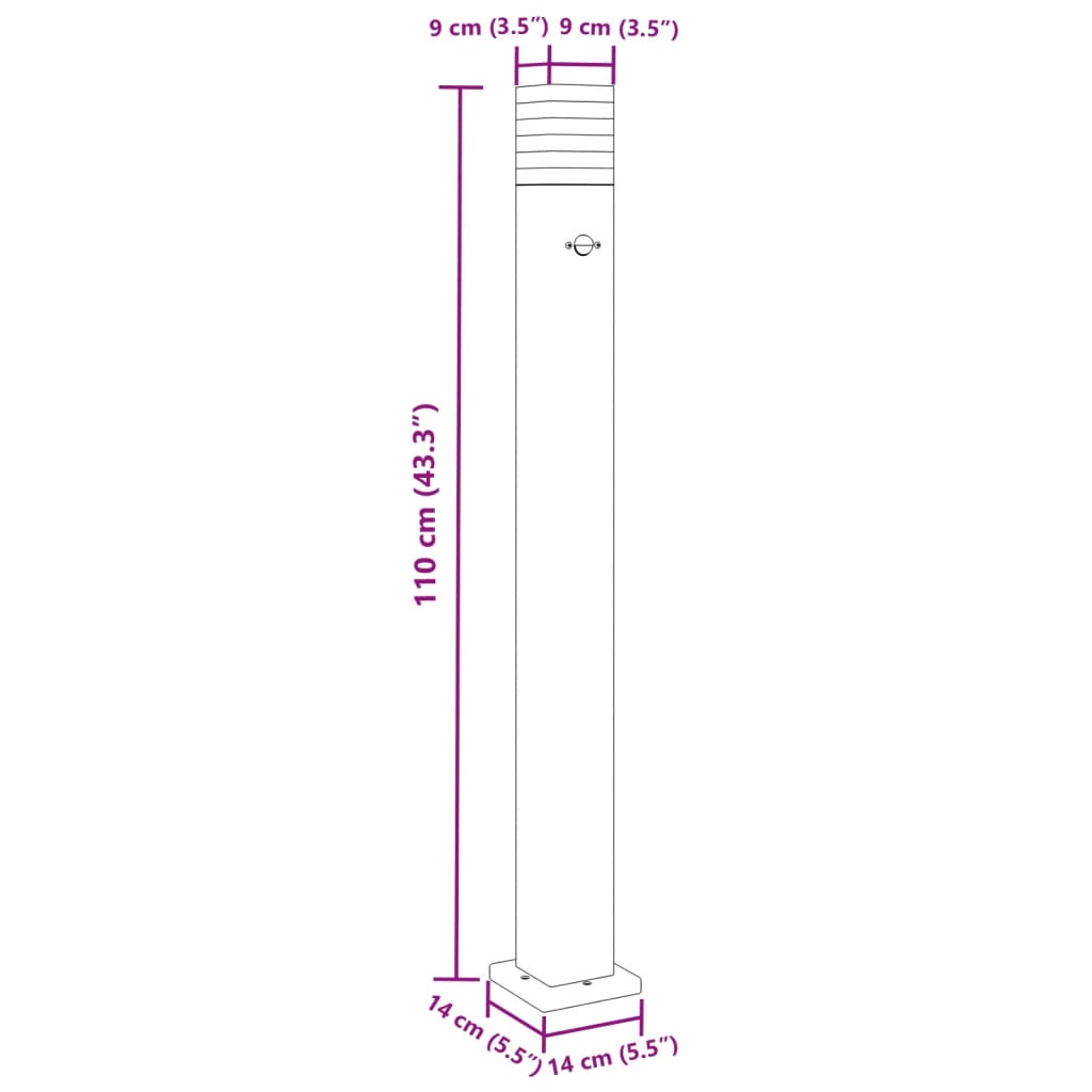 Pylväsvalaisimet Liiketunnistimella 3 Kpl Musta Alumiini 110 Cm