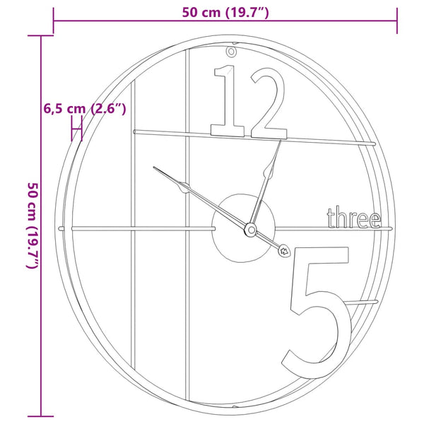 Seinäkello Ø50 Cm Rauta
