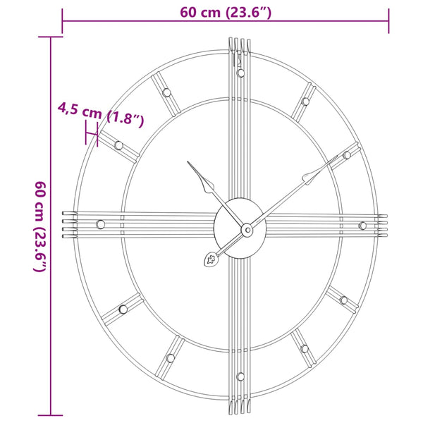 Seinäkello Musta Ø60 Cm Rauta