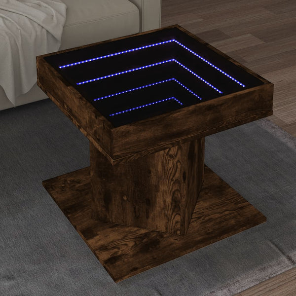 Sohvapöytä Led-Valoilla 50X50X45 Cm Tekninen Puu