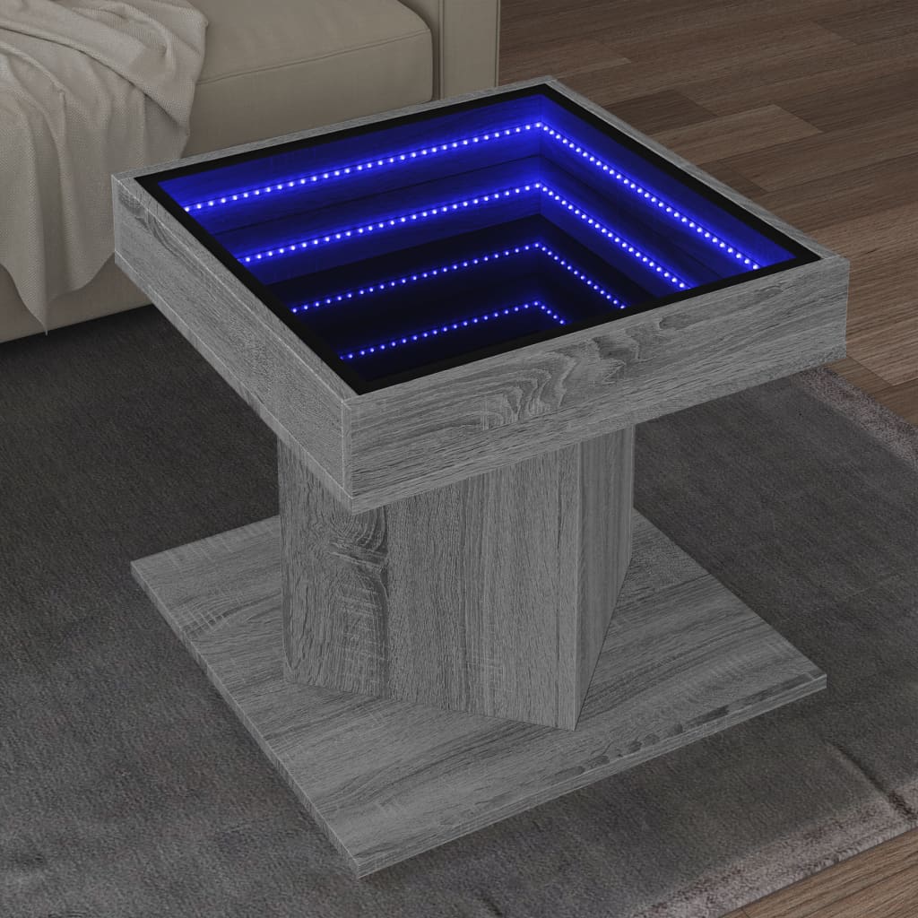 Sohvapöytä Led-Valoilla 50X50X45 Cm Tekninen Puu