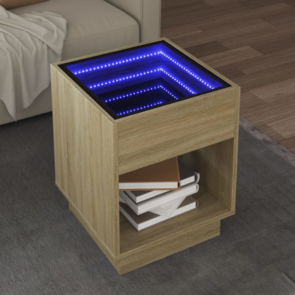 Sohvapöytä Infinity Led-Valoilla Betonin Harmaa 40X40X50 Cm