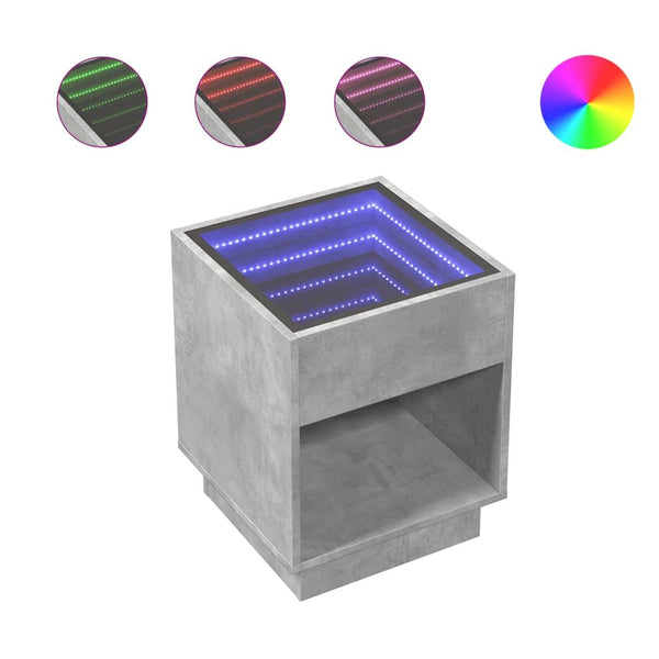 Sohvapöytä Infinity Led-Valoilla Betonin Harmaa 40X40X50 Cm