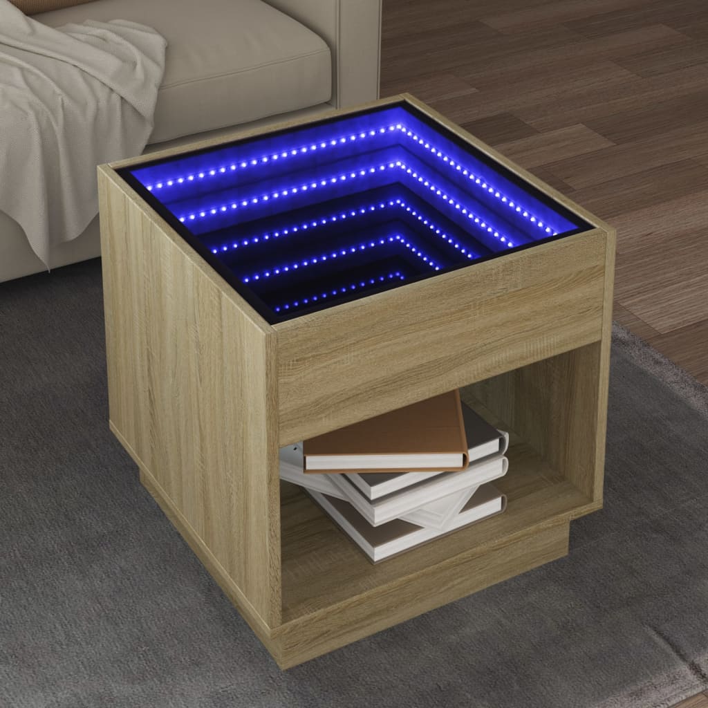 Sohvapöytä Infinity Led-Valoilla Betonin Harmaa 40X40X50 Cm