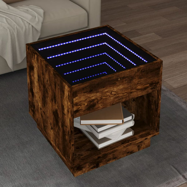 Sohvapöytä Infinity Led-Valoilla Betonin Harmaa 40X40X50 Cm