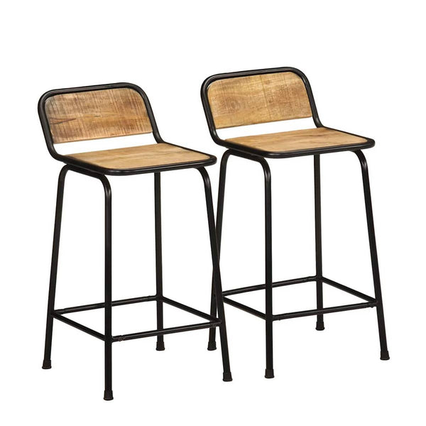Baarituolit 2 Kpl 46X35,5X80 Cm Massiivipuuta Karkea Mango